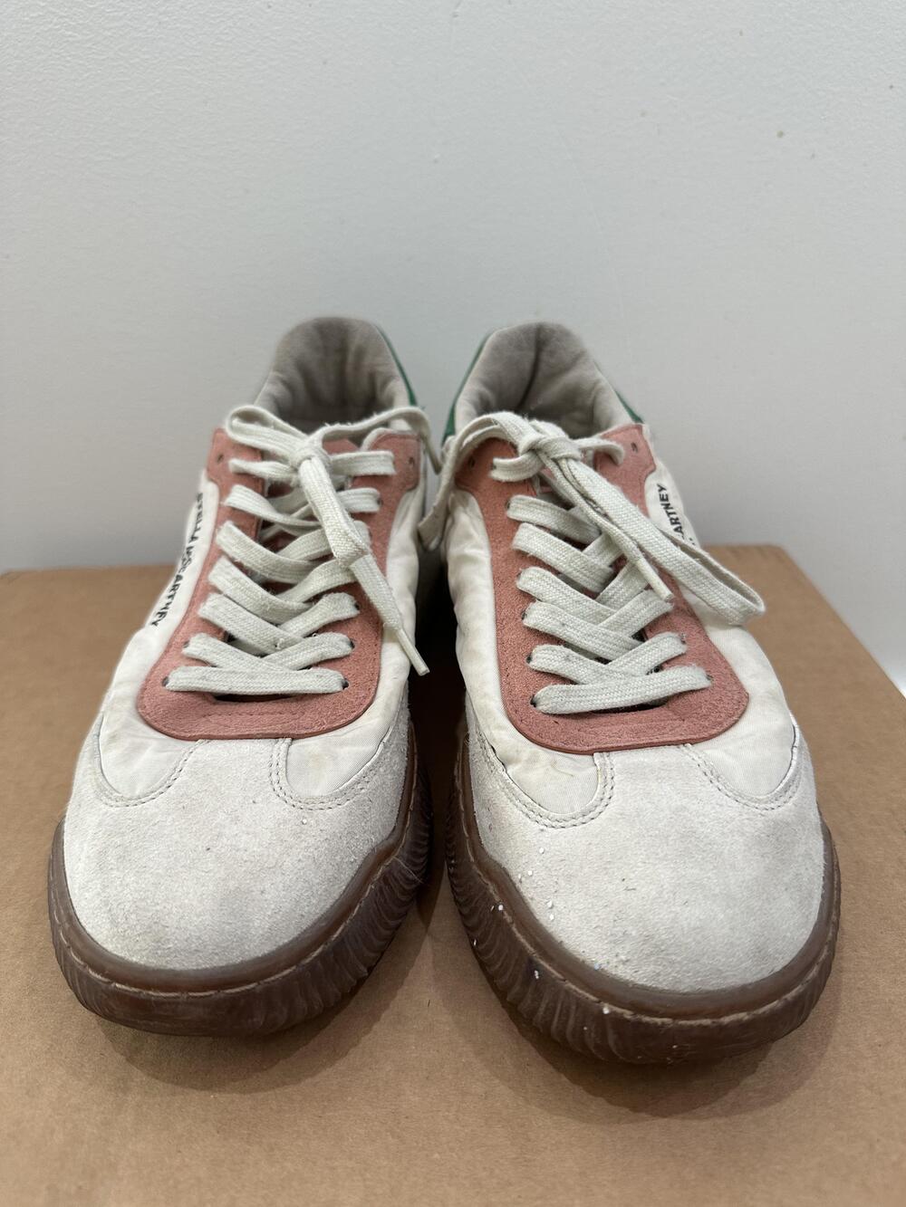 Stella McCartney Shoes Womens Size 40 White Pink Green Low Top Sneakers Italy